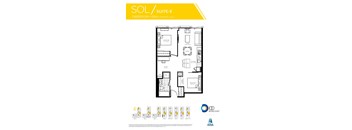 2 Bedrooms, 1 Bathroom + Den, SOL Model