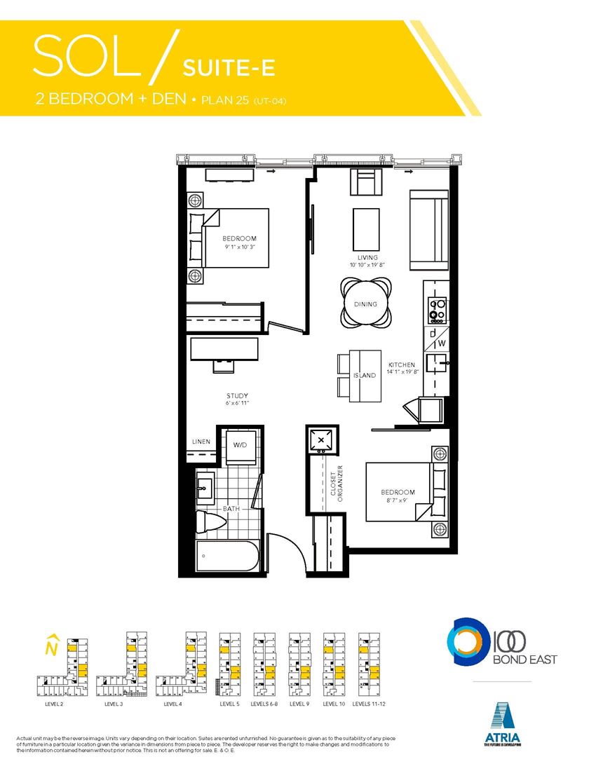 2 Bedrooms, 1 Bathroom + Den, SOL Model