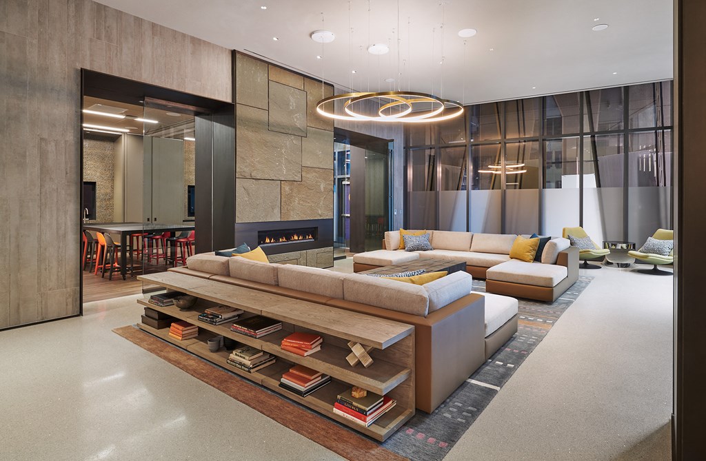 a living room with a couch and a coffee table