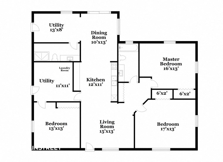 a floor plan of a house with bedrooms and a living room