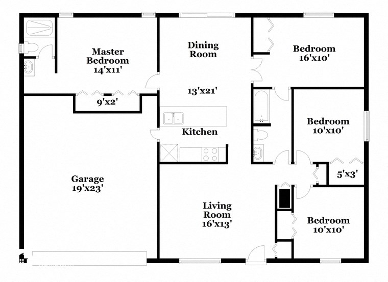 a floor plan of a house with a bedroom and a living room