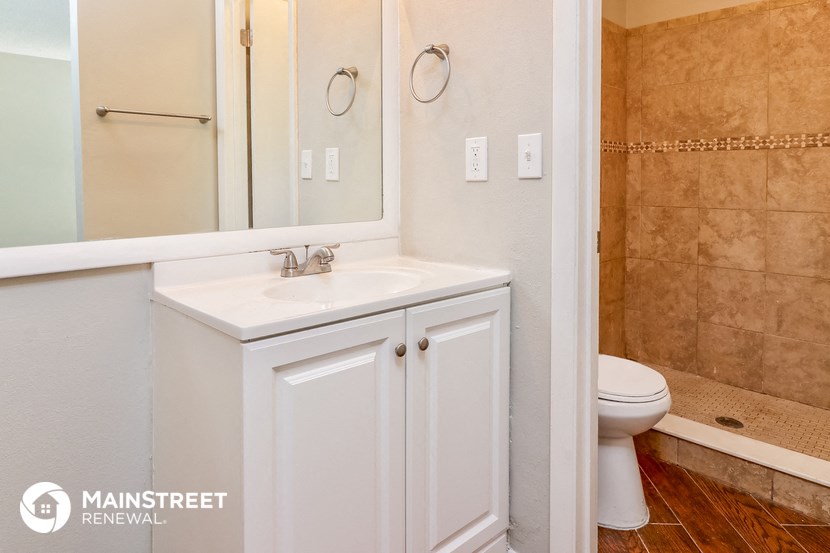 a bathroom with a sink and a mirror and a toilet