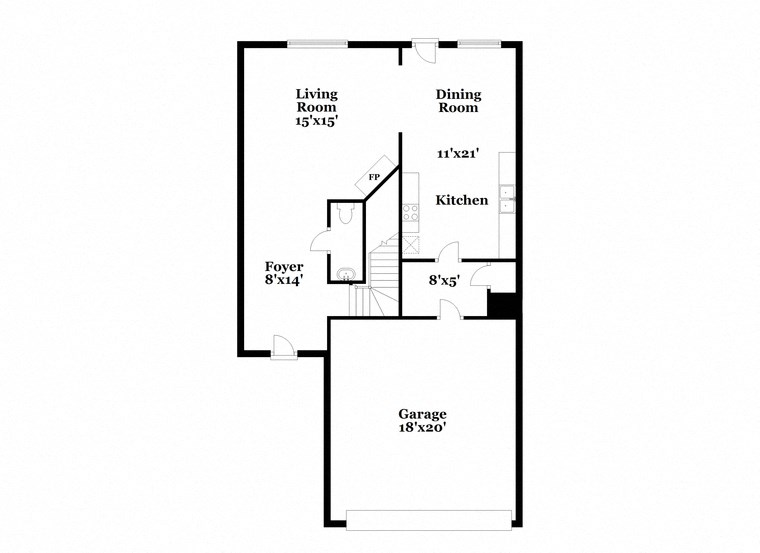 a floor plan of a house with a bedroom and a living room