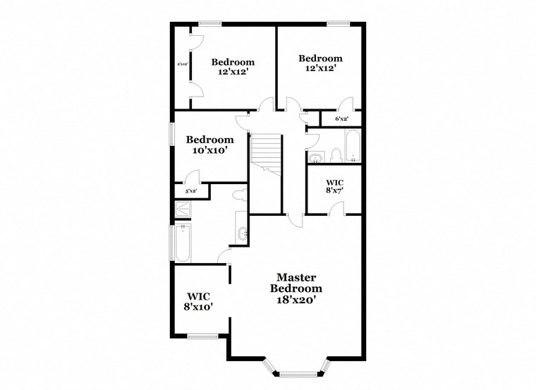 a floor plan of a house with two bedrooms and two bathrooms