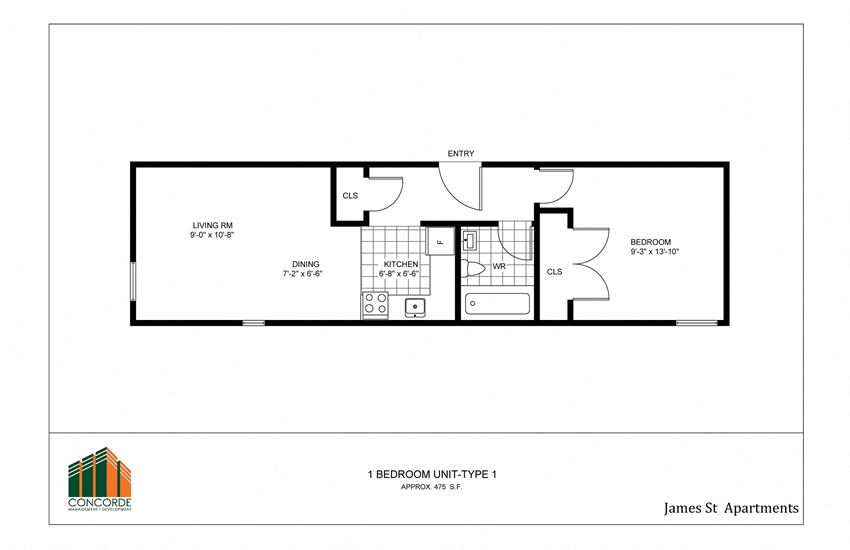 1 Bedroom, 1 Bathroom