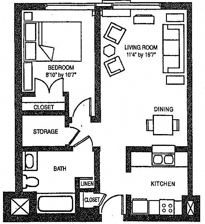 1 Bed 1 Bath