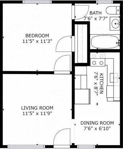 the floor plan of a small house with a living room and a dining room