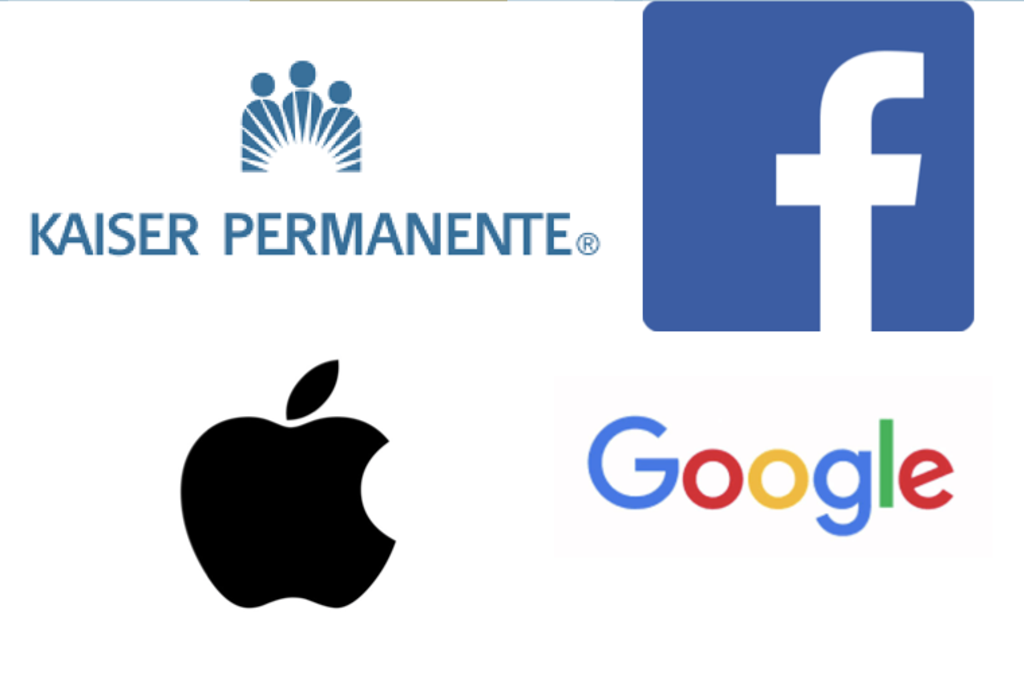the logos of facebook apple google and permanente