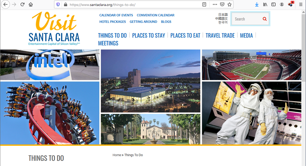 a screenshot of the visit website with a bunch of pictures of