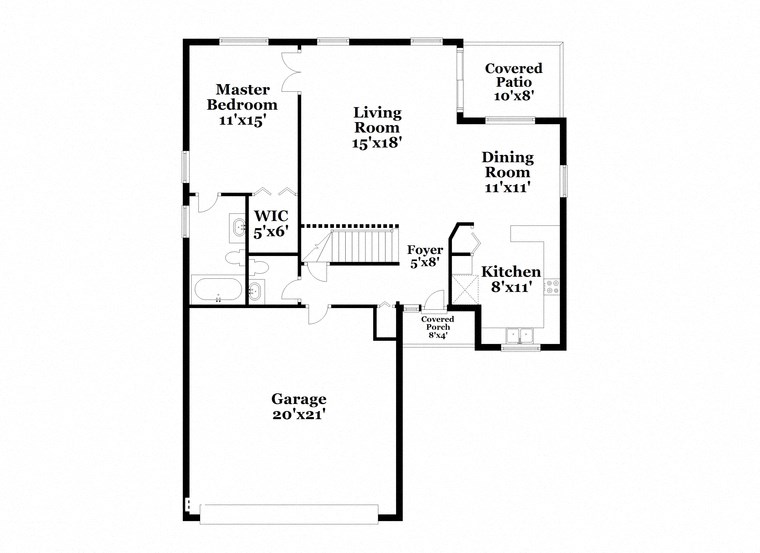 a floor plan of a house with an open concept living room and a dining room