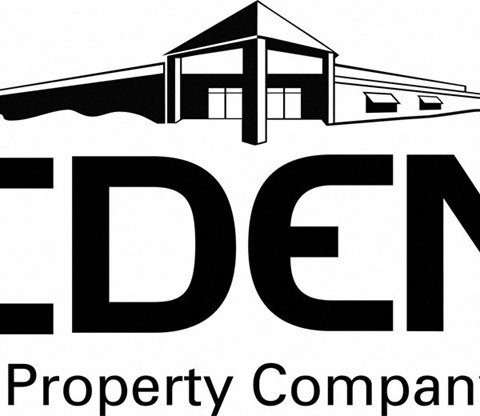 A black and white image of a building with the word EDEN Property Company written below it.
