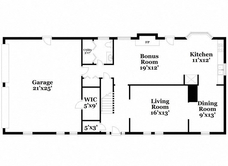 floor plan of a two story house with a garage and a living room and a