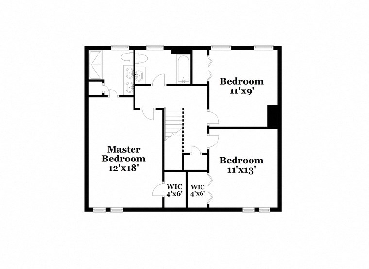 a floor plan of a house with a bedroom and a bathroom
