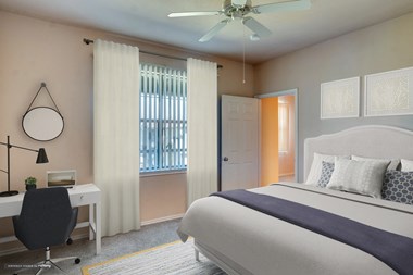 Rosemont at Mayfield Villas Apartments Model Bedroom and Window