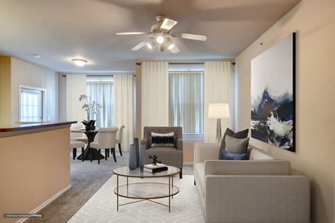 Rosemont at Mayfield Villas Apartments Model Living Room and Dining Room