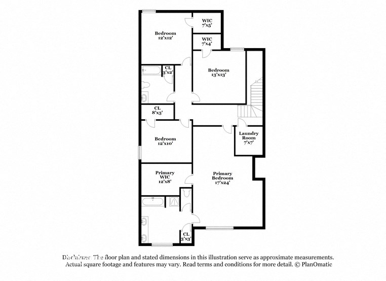 the floor plan of the third level of the residence