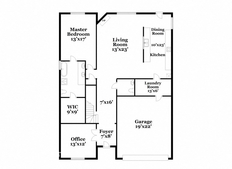 a floor plan of a house with two floors and a garage