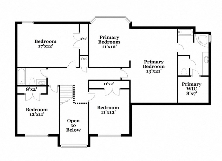 the floor plan of the house has bedrooms and baths