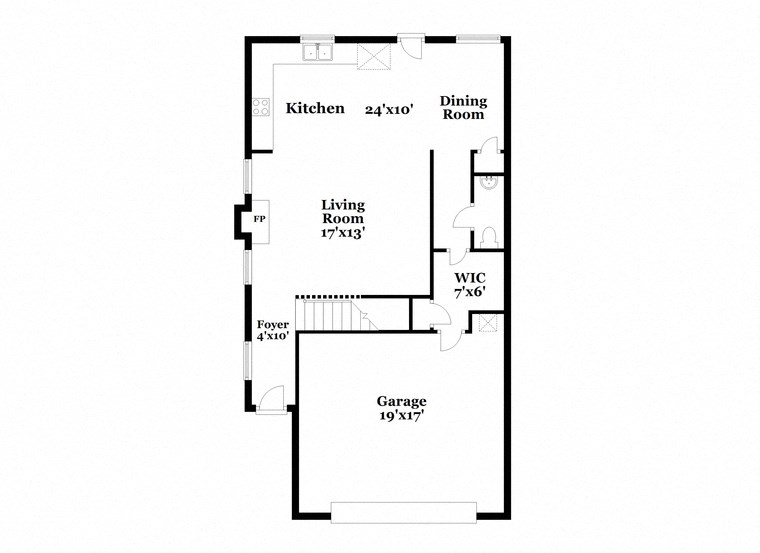 a floor plan of a house with a bedroom and a living room