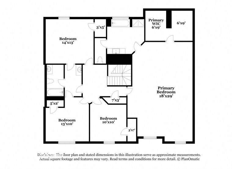 the floor plan of the upper level of the house