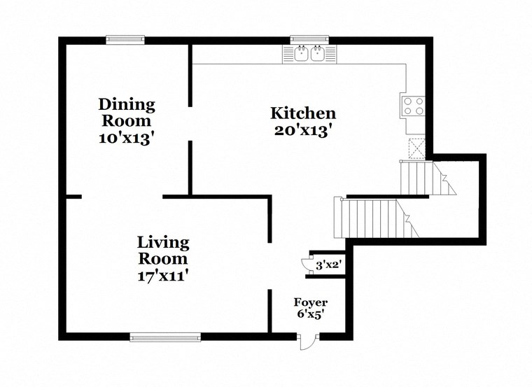 a floor plan of a house with a living room and a dining room