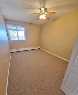 an empty room with a ceiling fan and a window