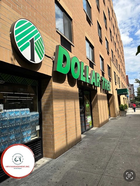a building with a doleartree sign on the side of it