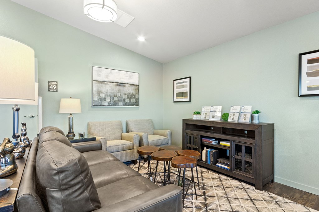 a living room with a couch and a fire place