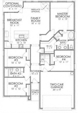 A floor plan of a house with a optional Covid patio.