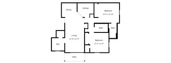 2 Bedroom, 2 Bathroom w/Den