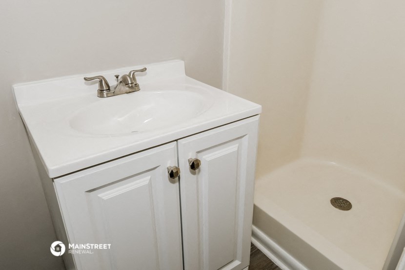 a bathroom with a sink and a bath tub