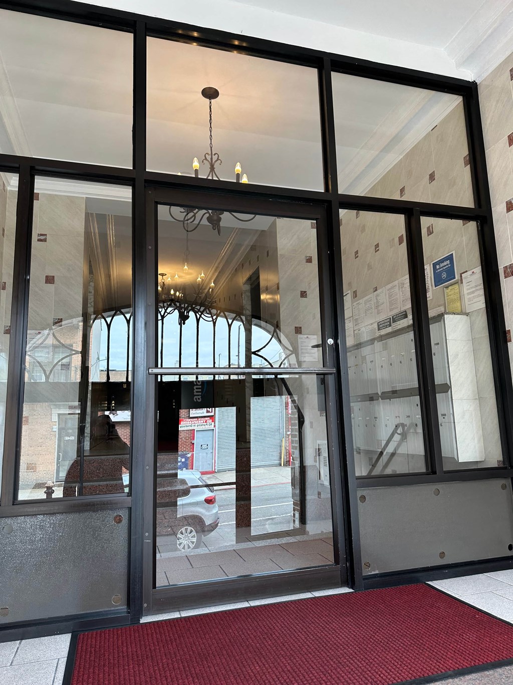 a view of the front door of the building