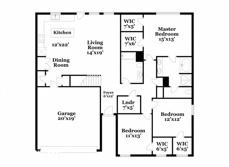 a floor plan of a house with two bedrooms and a living room