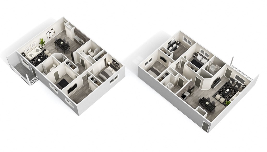 two floor plans of a house showing the bedrooms and bathrooms