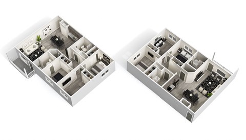 two floor plans of a house showing the bedrooms and bathrooms