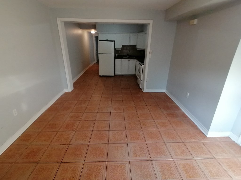 a view of the kitchen from the living room