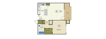 1 Bed 1 Bath Floor Plan at Enclave at 1400 South Apartments, Salt Lake City, UT