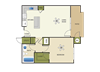 1 Bed 1 Bath Floor Plan 1 Bed 1 Bath Floor Plan at Enclave at 1400 South Apartments, Salt Lake City, UT