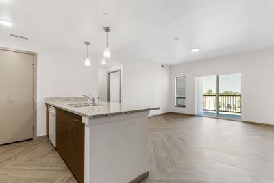 kitchen and living area