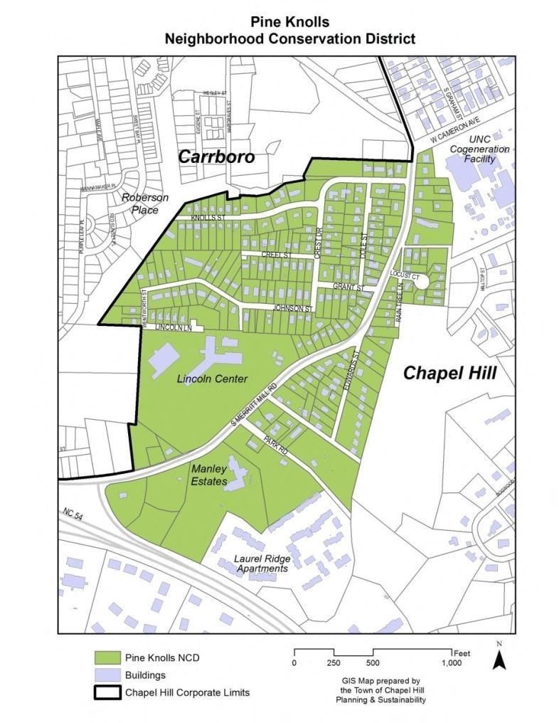 Map of Pine Knolls Neighborhood Conservation District.