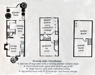 the three floor plans of a house with three bedrooms and a living room and a