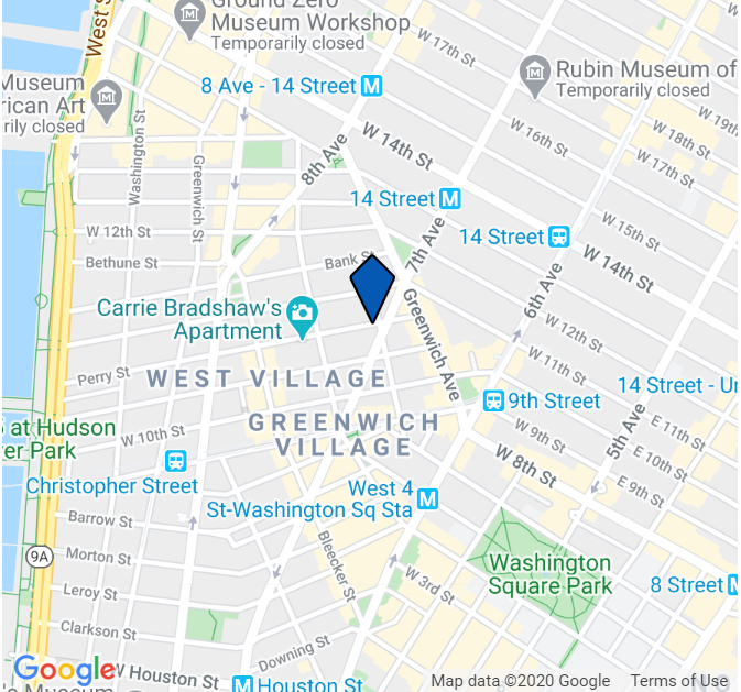 A map shows the West Village area of New York City.