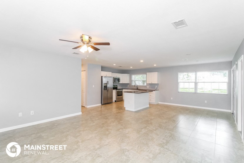 the living room and kitchen are spacious and clean