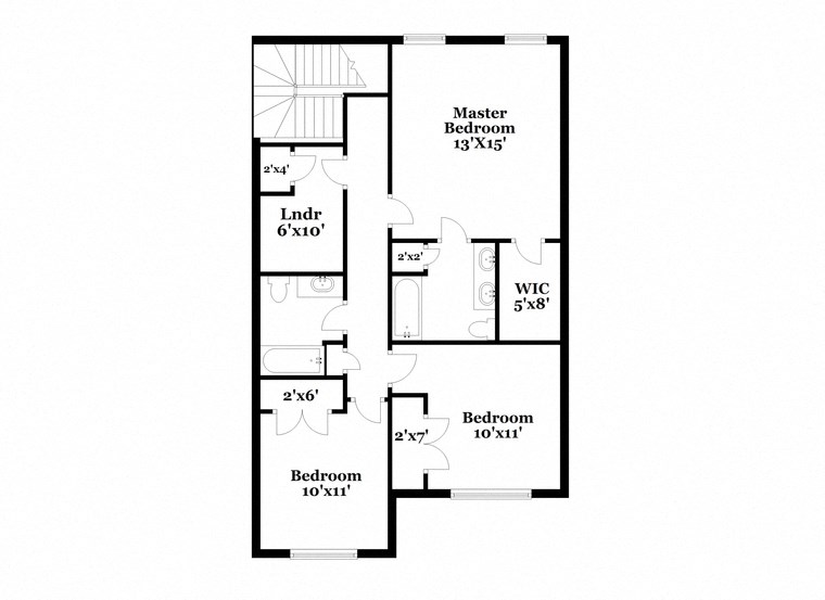 a floor plan of a house with an open concept floor plan with bedrooms and baths