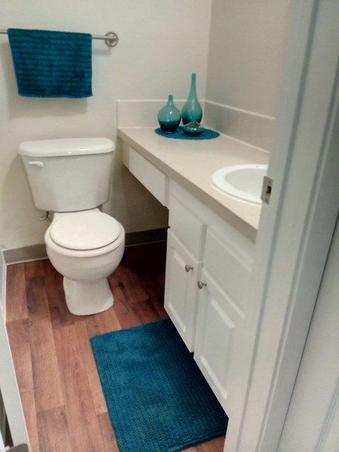 A white toilet sits next to a sink in a small bathroom.