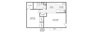 1Bed/1Bath 1st Floor Patio
