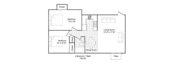 2 Bed/ 1 Bath Balcony 2nd Floor