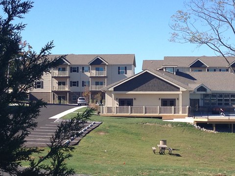 the view of our apartments from our yard