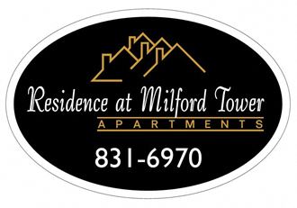 the logo of the residence at mitford tower apartments