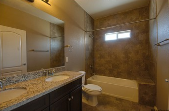 a bathroom with a shower toilet and a sink